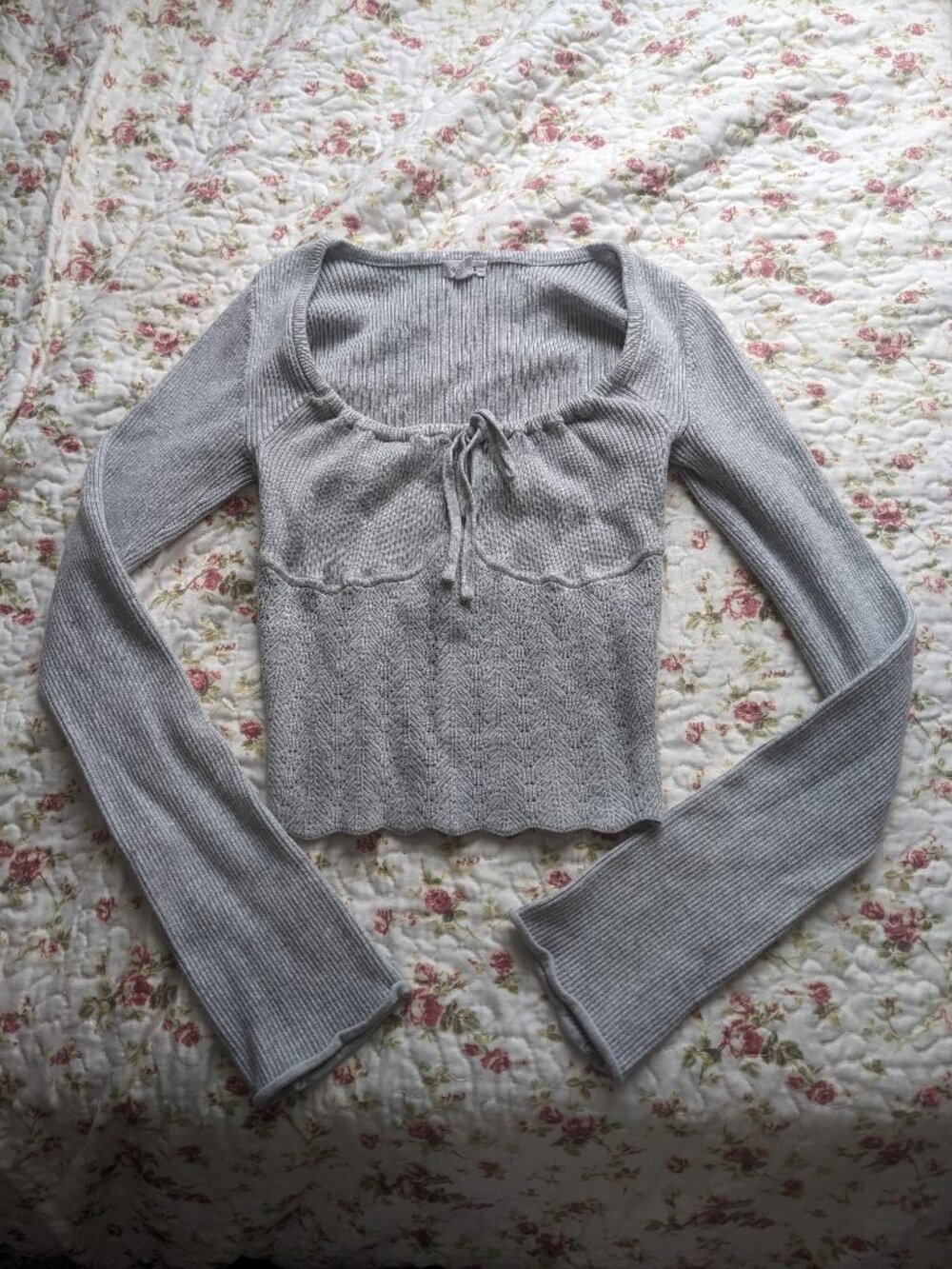 Cute grey pointelle top